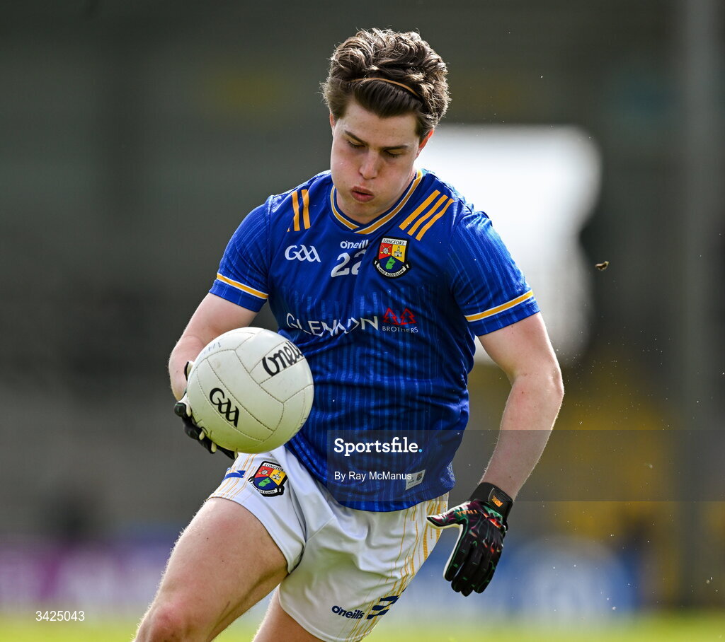 12 April 2026; Paddy Moran of Longford during the Leinster GAA Football Senior Championship Round 1 match between Longford and Westmeath at Glennon Bros Pearse Park in Longford. Photo by Ray McManus/Sportsfile