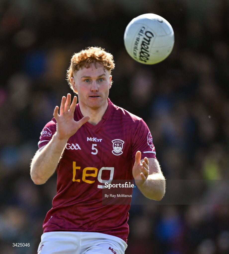 12 April 2026; Ronan Wallace of Westmeath during the Leinster GAA Football Senior Championship Round 1 match between Longford and Westmeath at Glennon Bros Pearse Park in Longford. Photo by Ray McManus/Sportsfile