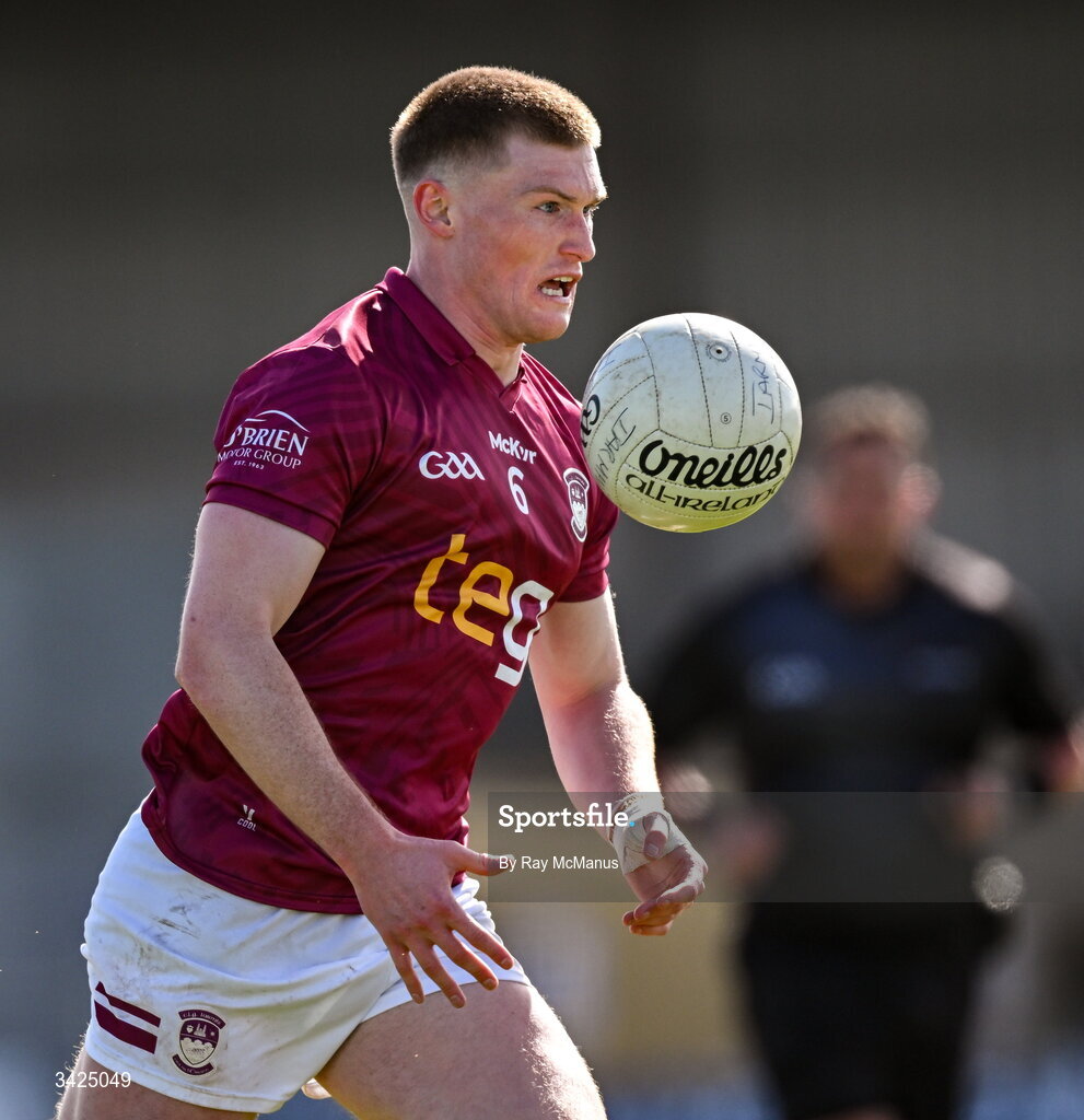12 April 2026; Shane Allen of Westmeath during the Leinster GAA Football Senior Championship Round 1 match between Longford and Westmeath at Glennon Bros Pearse Park in Longford. Photo by Ray McManus/Sportsfile