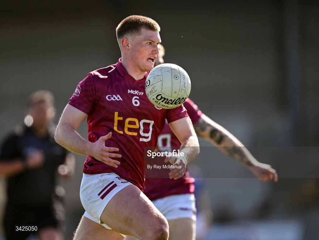 12 April 2026; Shane Allen of Westmeath during the Leinster GAA Football Senior Championship Round 1 match between Longford and Westmeath at Glennon Bros Pearse Park in Longford. Photo by Ray McManus/Sportsfile