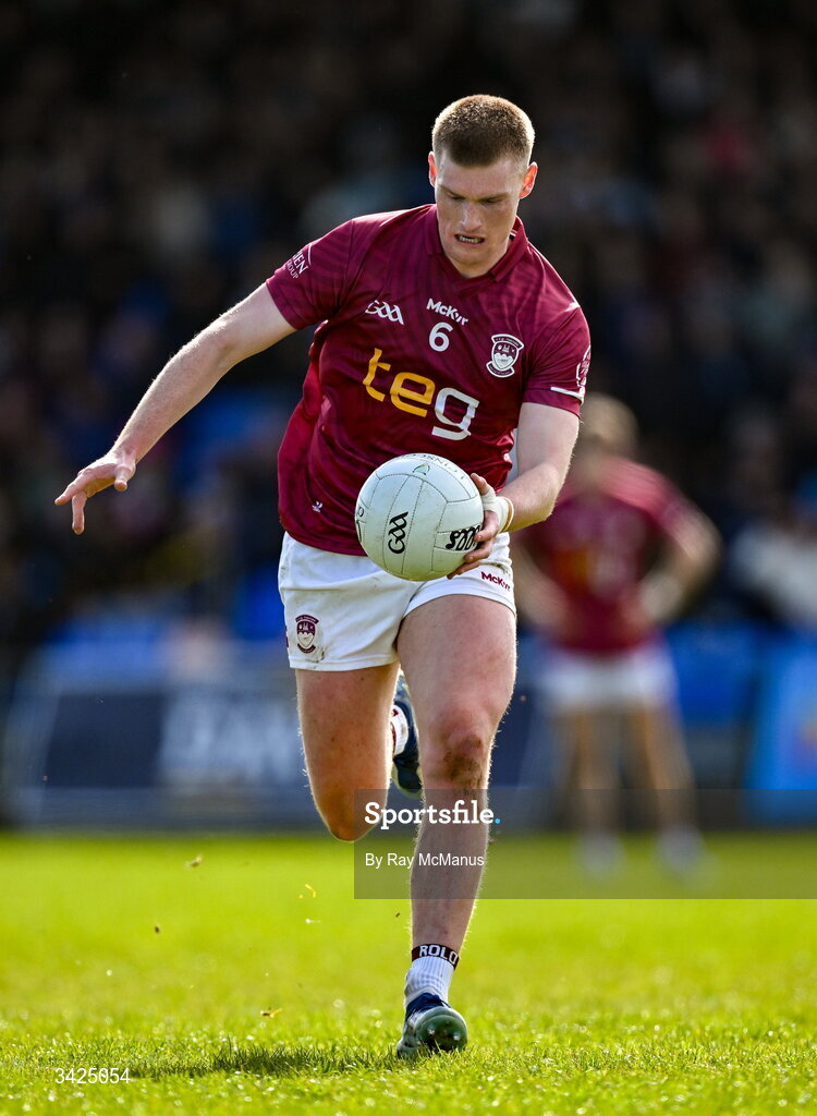 12 April 2026; Shane Allen of Westmeath during the Leinster GAA Football Senior Championship Round 1 match between Longford and Westmeath at Glennon Bros Pearse Park in Longford. Photo by Ray McManus/Sportsfile