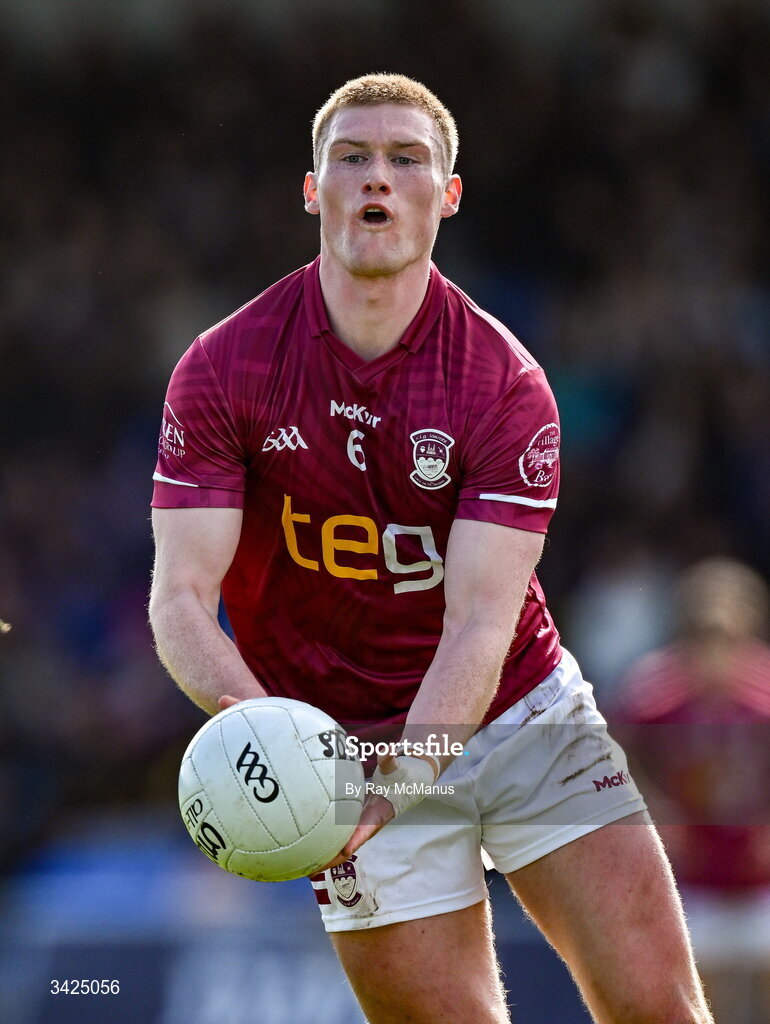 12 April 2026; Shane Allen of Westmeath during the Leinster GAA Football Senior Championship Round 1 match between Longford and Westmeath at Glennon Bros Pearse Park in Longford. Photo by Ray McManus/Sportsfile