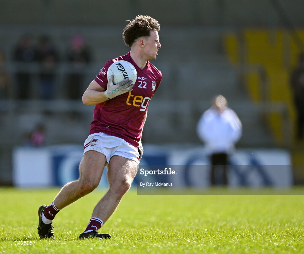 12 April 2026; Shane Ormsby of Westmeath during the Leinster GAA Football Senior Championship Round 1 match between Longford and Westmeath at Glennon Bros Pearse Park in Longford. Photo by Ray McManus/Sportsfile