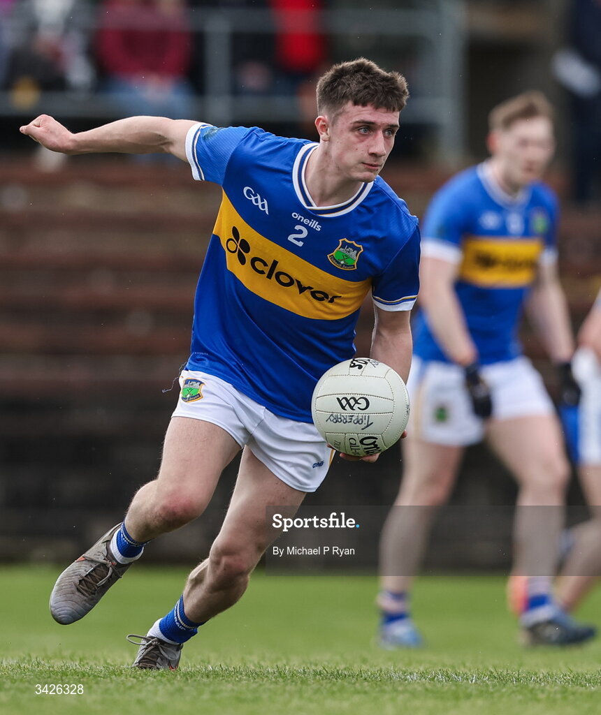 12 April 2026; Jack O'Neill of Tipperary during the Munster GAA Football Senior Championship quarter-final match between Waterford and Tipperary at Cappoquin Logistics Fraher Field in Waterford. Photo by Michael P Ryan/Sportsfile