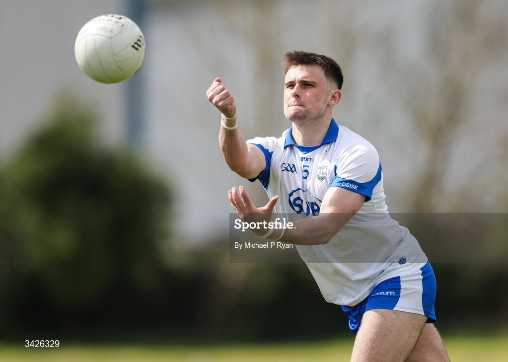12 April 2026; Alan Dunwoody of Waterford during the Munster GAA Football Senior Championship quarter-final match between Waterford and Tipperary at Cappoquin Logistics Fraher Field in Waterford. Photo by Michael P Ryan/Sportsfile