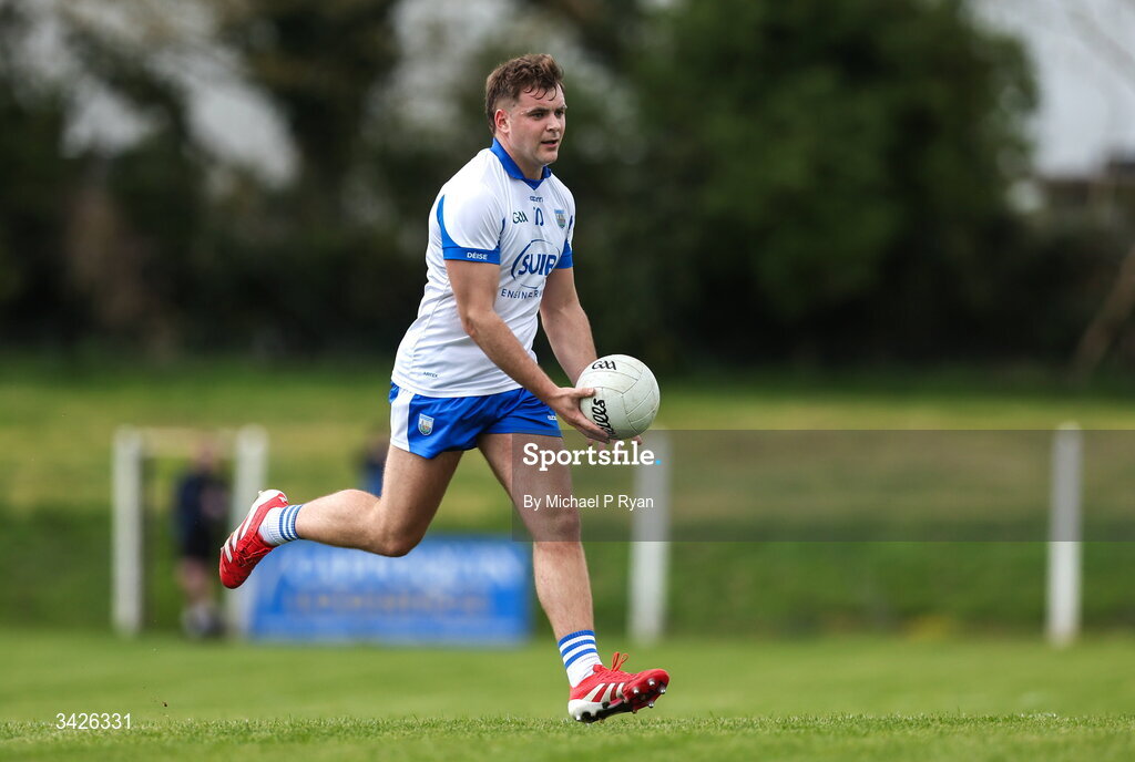 12 April 2026; Donal Fitzgerald of Waterford during the Munster GAA Football Senior Championship quarter-final match between Waterford and Tipperary at Cappoquin Logistics Fraher Field in Waterford. Photo by Michael P Ryan/Sportsfile