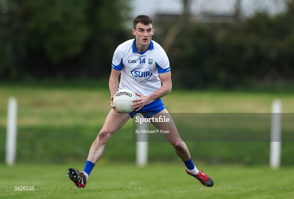 12 April 2026; Stephen Curry of Waterford during the Munster GAA Football Senior Championship quarter-final match between Waterford and Tipperary at Cappoquin Logistics Fraher Field in Waterford. Photo by Michael P Ryan/Sportsfile