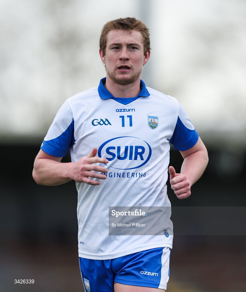 12 April 2026; Aaron Ryan of Waterford during the Munster GAA Football Senior Championship quarter-final match between Waterford and Tipperary at Cappoquin Logistics Fraher Field in Waterford. Photo by Michael P Ryan/Sportsfile