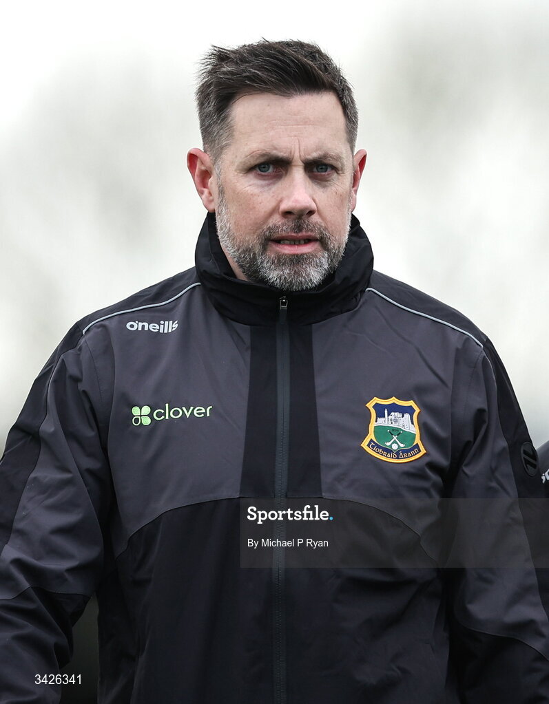 12 April 2026; Tipperary manager Niall Fitzgerald, centre, during the Munster GAA Football Senior Championship quarter-final match between Waterford and Tipperary at Cappoquin Logistics Fraher Field in Waterford. Photo by Michael P Ryan/Sportsfile