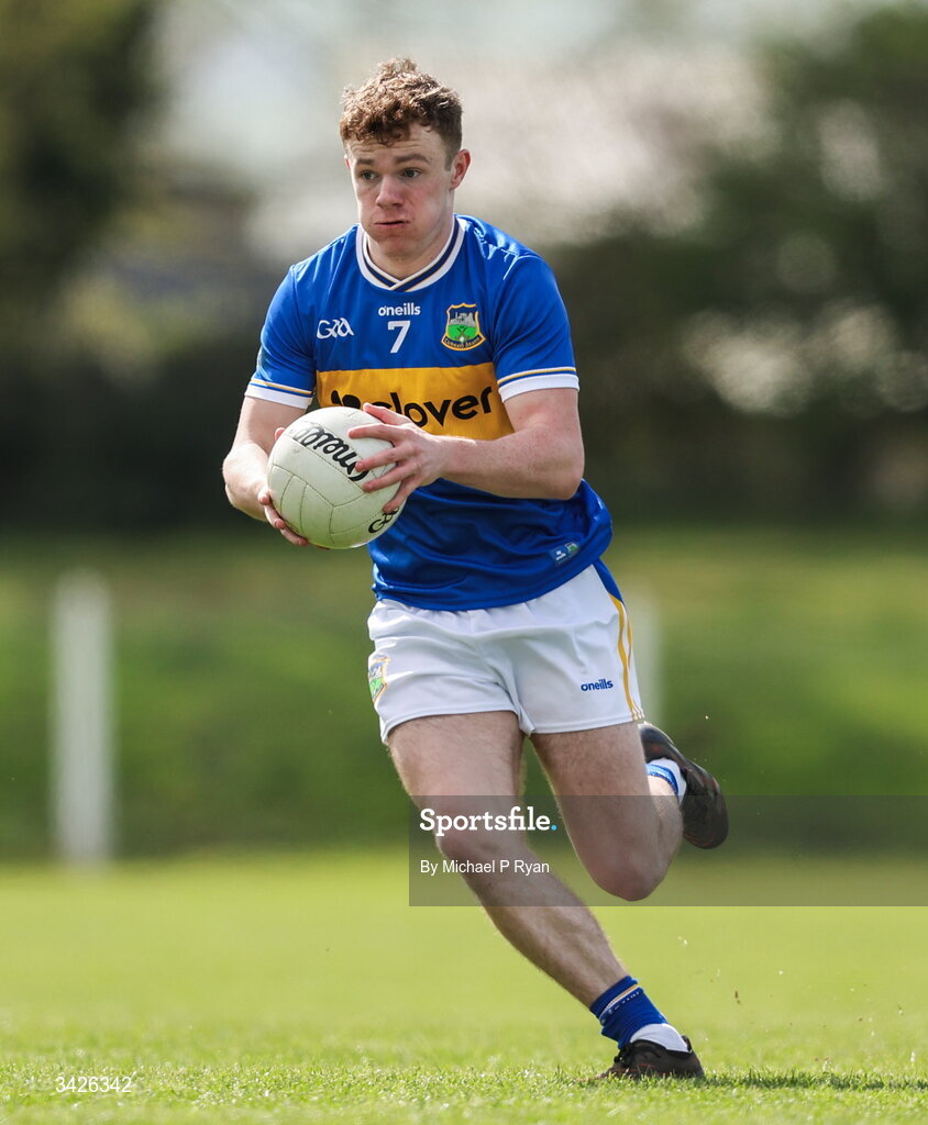 12 April 2026; Charlie King of Tipperary during the Munster GAA Football Senior Championship quarter-final match between Waterford and Tipperary at Cappoquin Logistics Fraher Field in Waterford. Photo by Michael P Ryan/Sportsfile