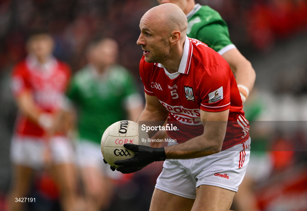 12 April 2026; Brian O’Driscoll of Cork during the Munster GAA Football Senior Championship quarter-final match between Cork and Limerick at SuperValu Páirc Uí Chaoimh in Cork. Photo by Brendan Moran/Sportsfile
