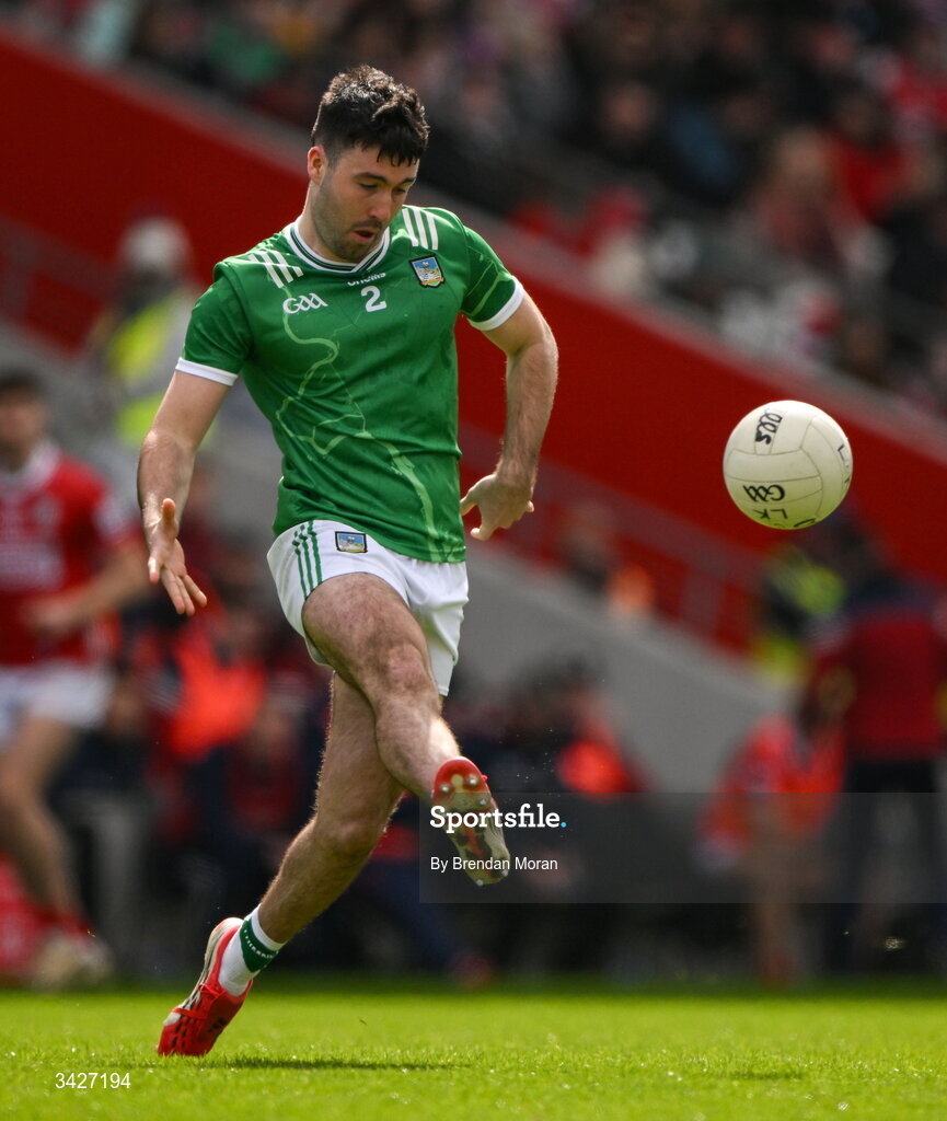 12 April 2026; Sean Kilbridge of Limerick during the Munster GAA Football Senior Championship quarter-final match between Cork and Limerick at SuperValu Páirc Uí Chaoimh in Cork. Photo by Brendan Moran/Sportsfile