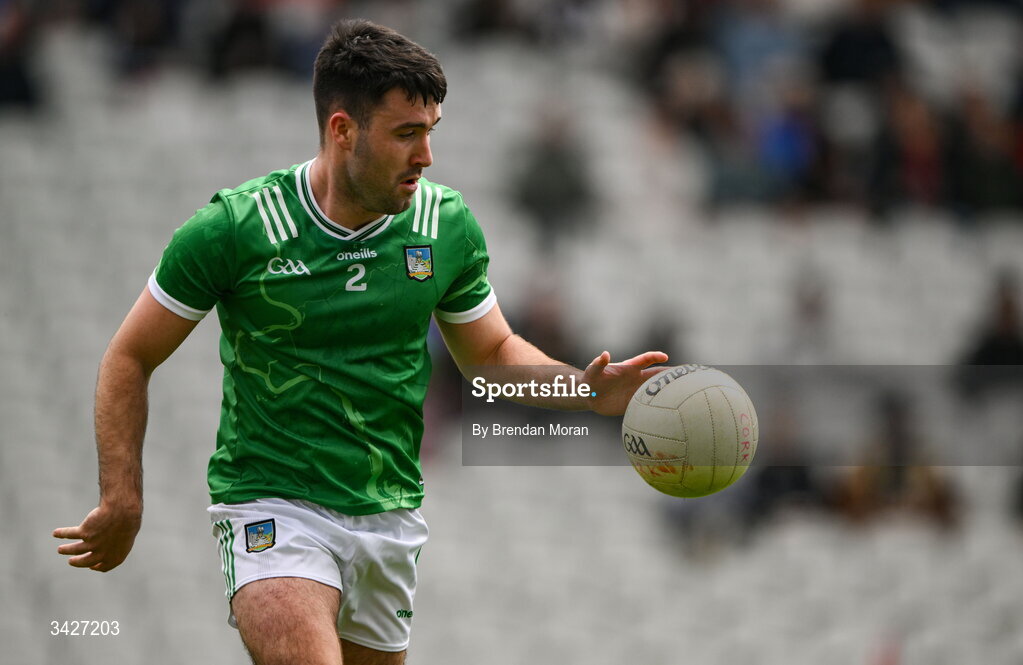 12 April 2026; Sean Kilbridge of Limerick during the Munster GAA Football Senior Championship quarter-final match between Cork and Limerick at SuperValu Páirc Uí Chaoimh in Cork. Photo by Brendan Moran/Sportsfile