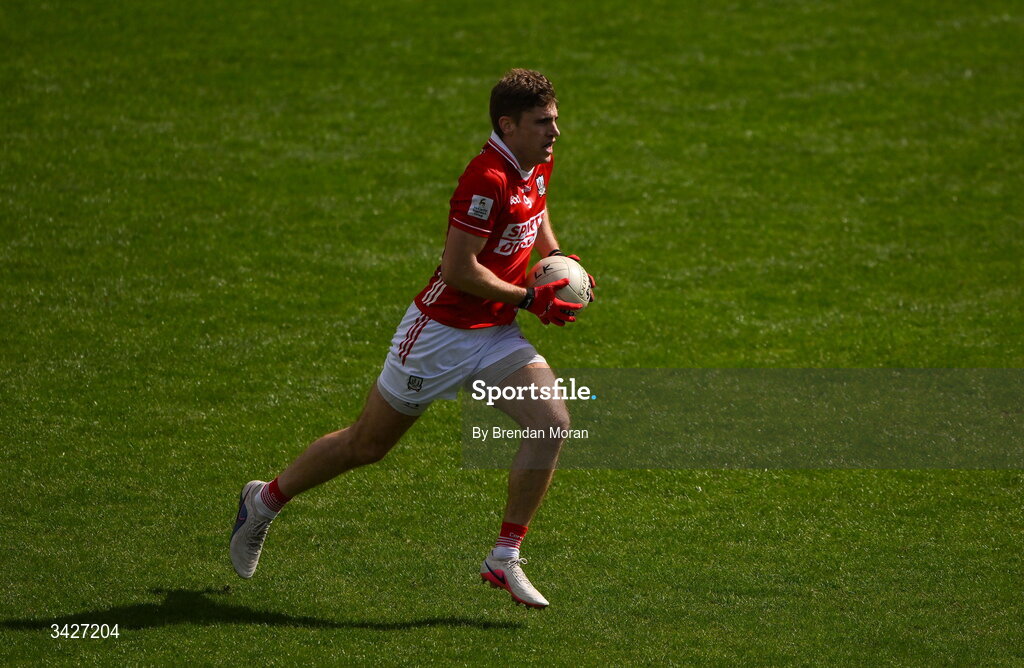 12 April 2026; Colm O’Callaghan of Cork during the Munster GAA Football Senior Championship quarter-final match between Cork and Limerick at SuperValu Páirc Uí Chaoimh in Cork. Photo by Brendan Moran/Sportsfile