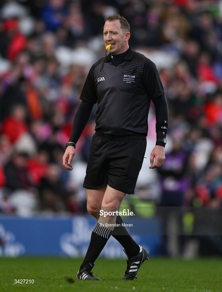 12 April 2026; Referee Séamus Mulhare during the Munster GAA Football Senior Championship quarter-final match between Cork and Limerick at SuperValu Páirc Uí Chaoimh in Cork. Photo by Brendan Moran/Sportsfile