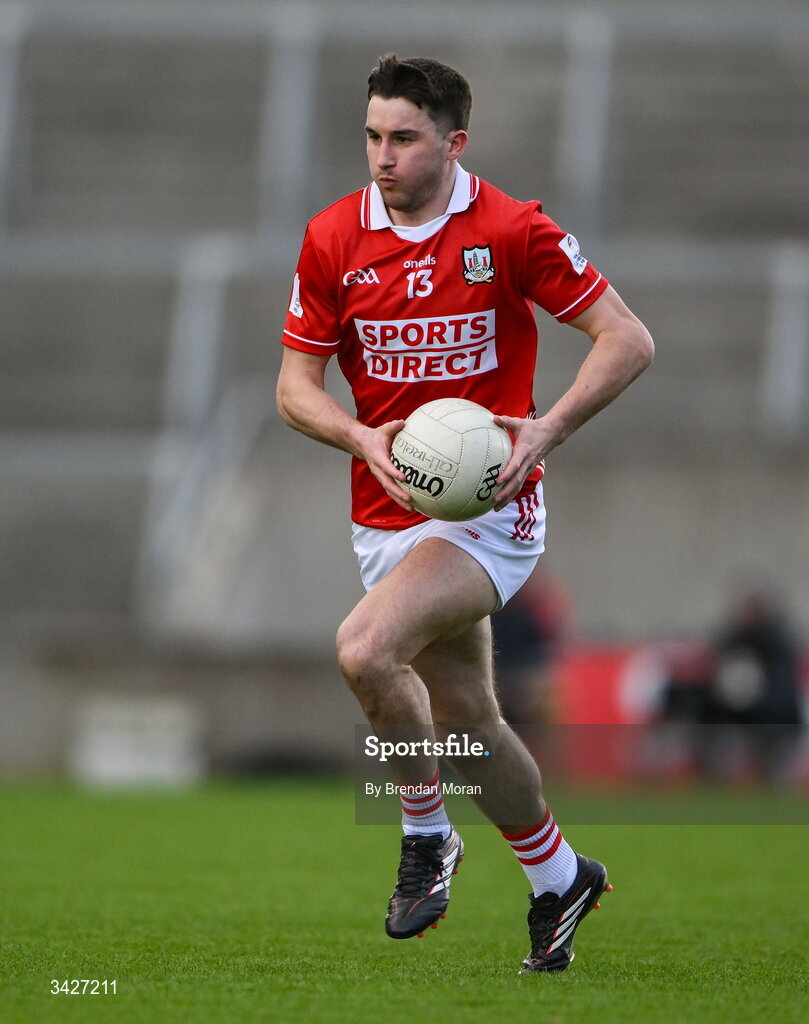 12 April 2026; Chris Óg Jones of Cork during the Munster GAA Football Senior Championship quarter-final match between Cork and Limerick at SuperValu Páirc Uí Chaoimh in Cork. Photo by Brendan Moran/Sportsfile