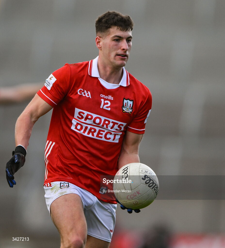 12 April 2026; Seán McDonnell of Cork during the Munster GAA Football Senior Championship quarter-final match between Cork and Limerick at SuperValu Páirc Uí Chaoimh in Cork. Photo by Brendan Moran/Sportsfile
