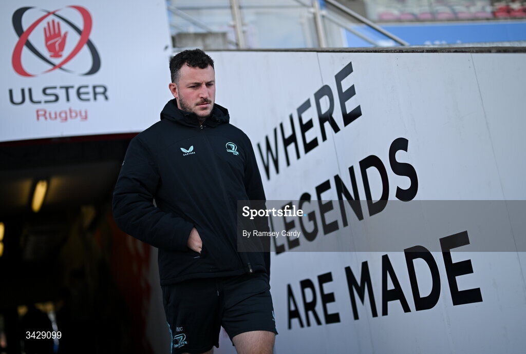 17 April 2026; Will Connors of Leinster before the United Rugby Championship match between Ulster and Leinster at Affidea Stadium in Belfast. Photo by Ramsey Cardy/Sportsfile