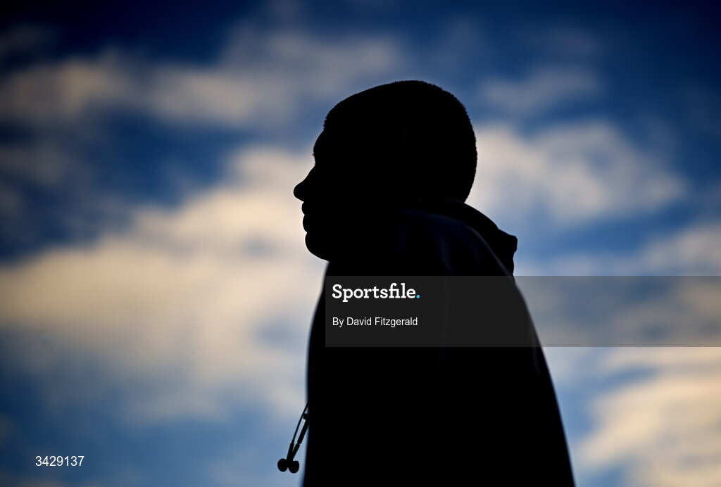 17 April 2026; Sam Prendergast of Leinster walks the pitch before the United Rugby Championship match between Ulster and Leinster at Affidea Stadium in Belfast. Photo by David Fitzgerald/Sportsfile