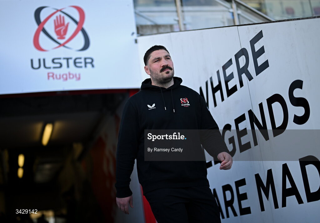 17 April 2026; Tom O'Toole of Ulster before the United Rugby Championship match between Ulster and Leinster at Affidea Stadium in Belfast. Photo by Ramsey Cardy/Sportsfile