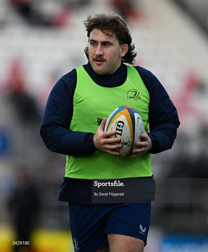 17 April 2026; John McKee of Leinster before the United Rugby Championship match between Ulster and Leinster at Affidea Stadium in Belfast. Photo by David Fitzgerald/Sportsfile
