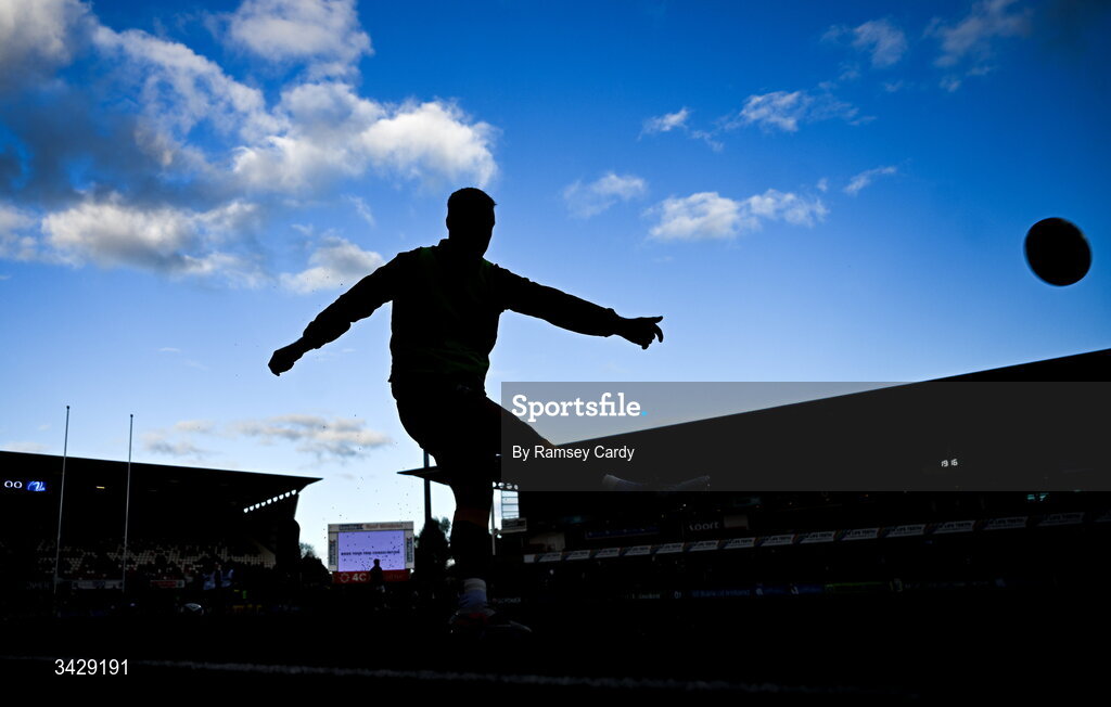 17 April 2026; Ciarán Frawley of Leinster before the United Rugby Championship match between Ulster and Leinster at Affidea Stadium in Belfast. Photo by Ramsey Cardy/Sportsfile
