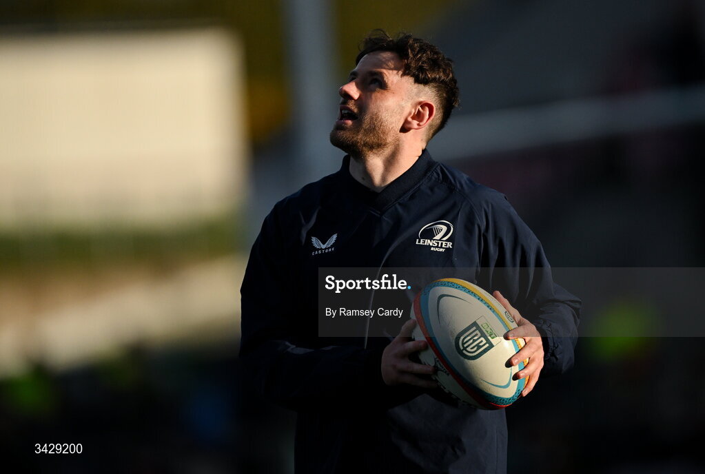 17 April 2026; Hugo Keenan of Leinster before the United Rugby Championship match between Ulster and Leinster at Affidea Stadium in Belfast. Photo by Ramsey Cardy/Sportsfile