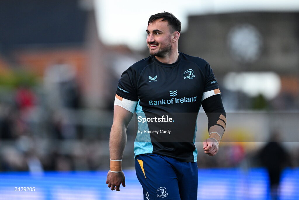 17 April 2026; Rónan Kelleher of Leinster before the United Rugby Championship match between Ulster and Leinster at Affidea Stadium in Belfast. Photo by Ramsey Cardy/Sportsfile