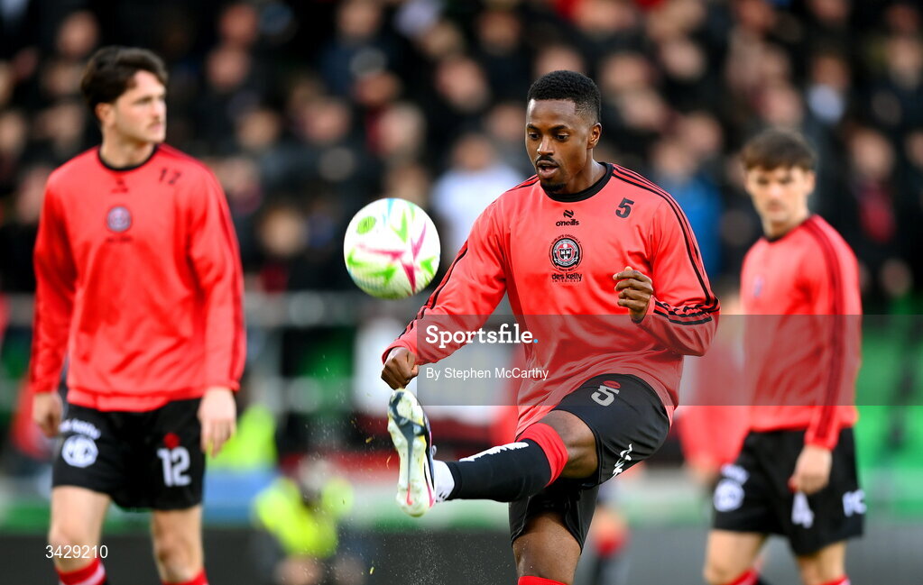 17 April 2026; Sadou Diallo of Bohemians before the SSE Airtricity Men's Premier Division match between Shamrock Rovers and Bohemians at Tallaght Stadium in Dublin. Photo by Stephen McCarthy/Sportsfile