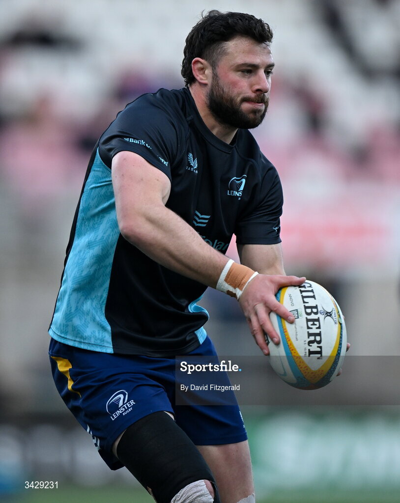 17 April 2026; Robbie Henshaw of Leinster before the United Rugby Championship match between Ulster and Leinster at Affidea Stadium in Belfast. Photo by David Fitzgerald/Sportsfile