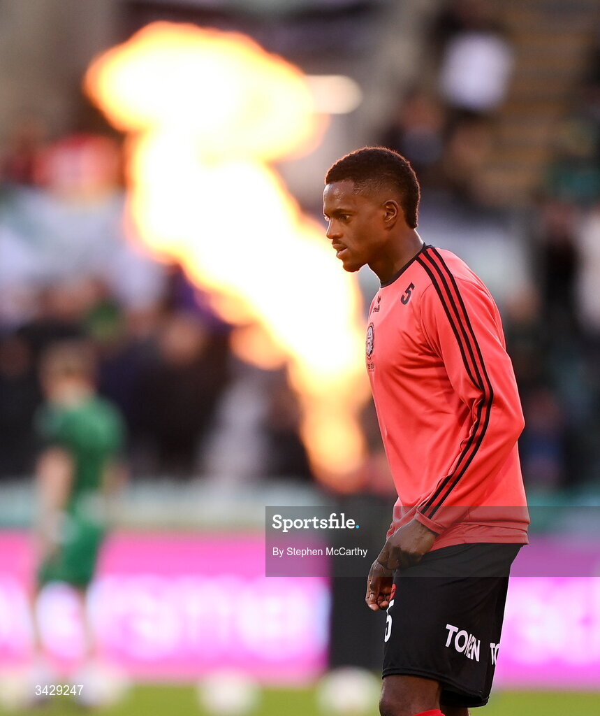 17 April 2026; Sadou Diallo of Bohemians before the SSE Airtricity Men's Premier Division match between Shamrock Rovers and Bohemians at Tallaght Stadium in Dublin. Photo by Stephen McCarthy/Sportsfile