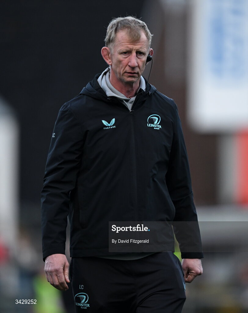17 April 2026; Leinster head coach Leo Cullen before the United Rugby Championship match between Ulster and Leinster at Affidea Stadium in Belfast. Photo by David Fitzgerald/Sportsfile
