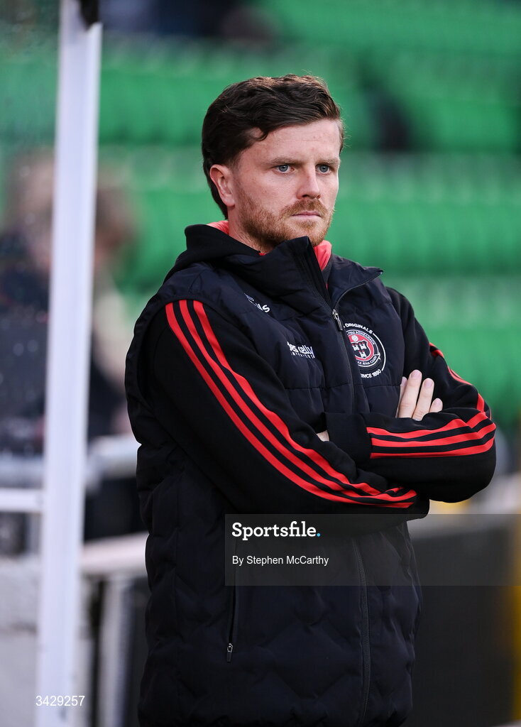 17 April 2026; Suspended Bohemians player Adam McDonnell before the SSE Airtricity Men's Premier Division match between Shamrock Rovers and Bohemians at Tallaght Stadium in Dublin. Photo by Stephen McCarthy/Sportsfile