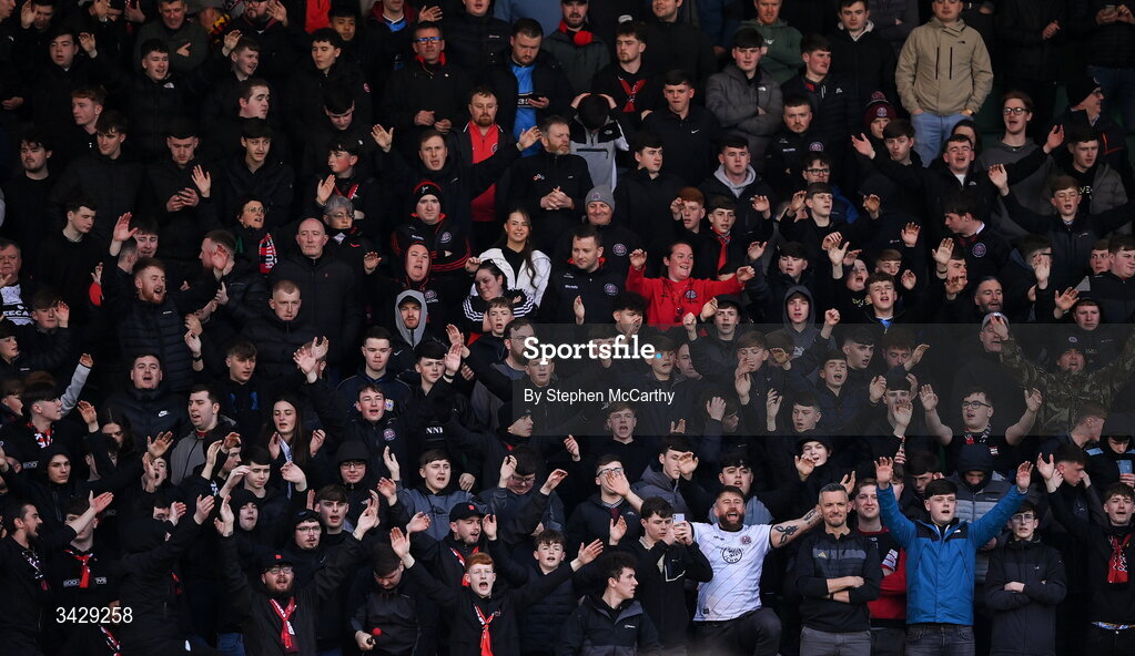 17 April 2026; Bohemians supporters before the SSE Airtricity Men's Premier Division match between Shamrock Rovers and Bohemians at Tallaght Stadium in Dublin. Photo by Stephen McCarthy/Sportsfile