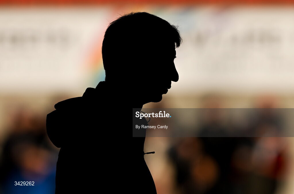 17 April 2026; Leinster head coach Leo Cullen before the United Rugby Championship match between Ulster and Leinster at Affidea Stadium in Belfast. Photo by Ramsey Cardy/Sportsfile