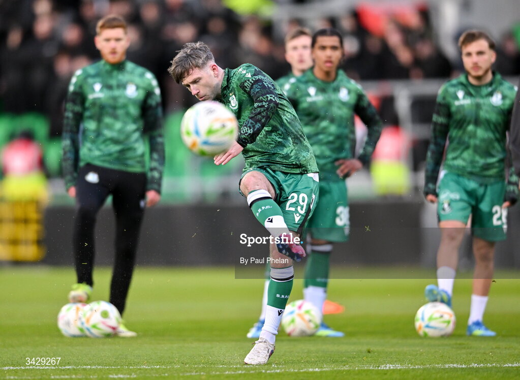 17 April 2026; Jack Byrne of Shamrock Rovers warms up before the SSE Airtricity Men's Premier Division match between Shamrock Rovers and Bohemians at Tallaght Stadium in Dublin. Photo by Paul Phelan/Sportsfile