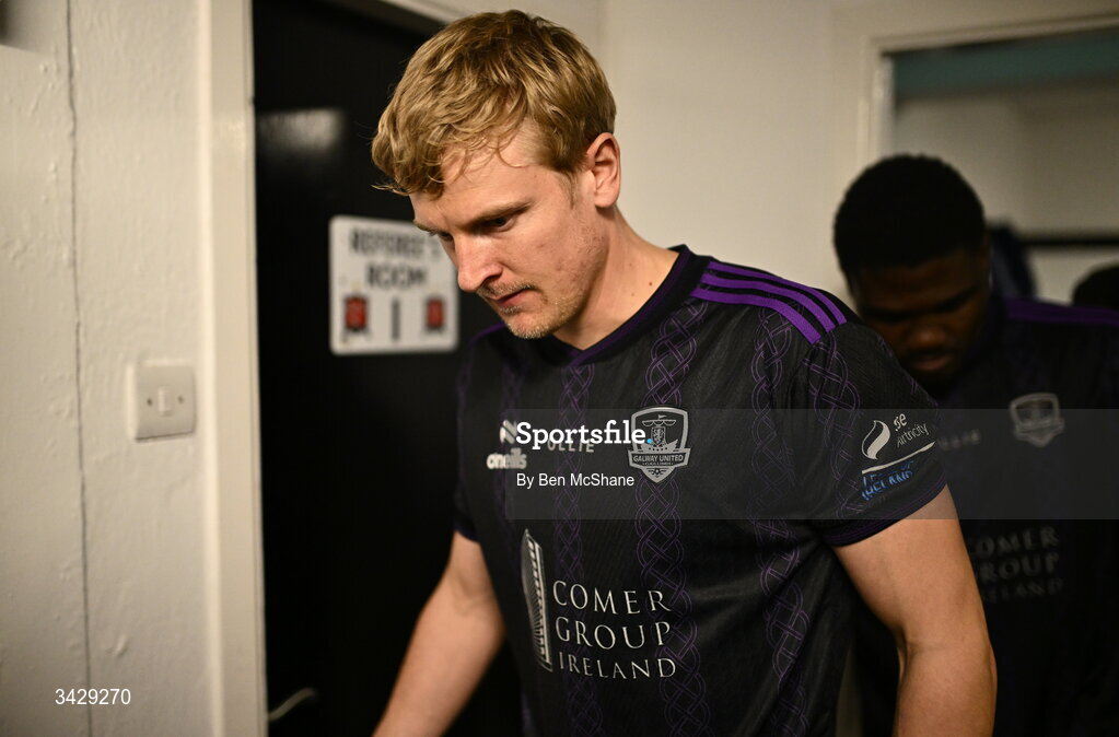 17 April 2026; Kris Twardek of Galway United before the SSE Airtricity Men's Premier Division match between Dundalk and Galway United at Oriel Park in Dundalk, Louth. Photo by Ben McShane/Sportsfile
