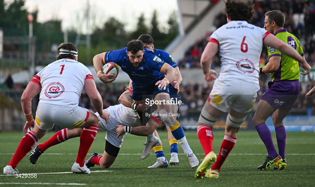 17 April 2026; Robbie Henshaw of Leinster during the United Rugby Championship match between Ulster and Leinster at Affidea Stadium in Belfast. Photo by Ramsey Cardy/Sportsfile