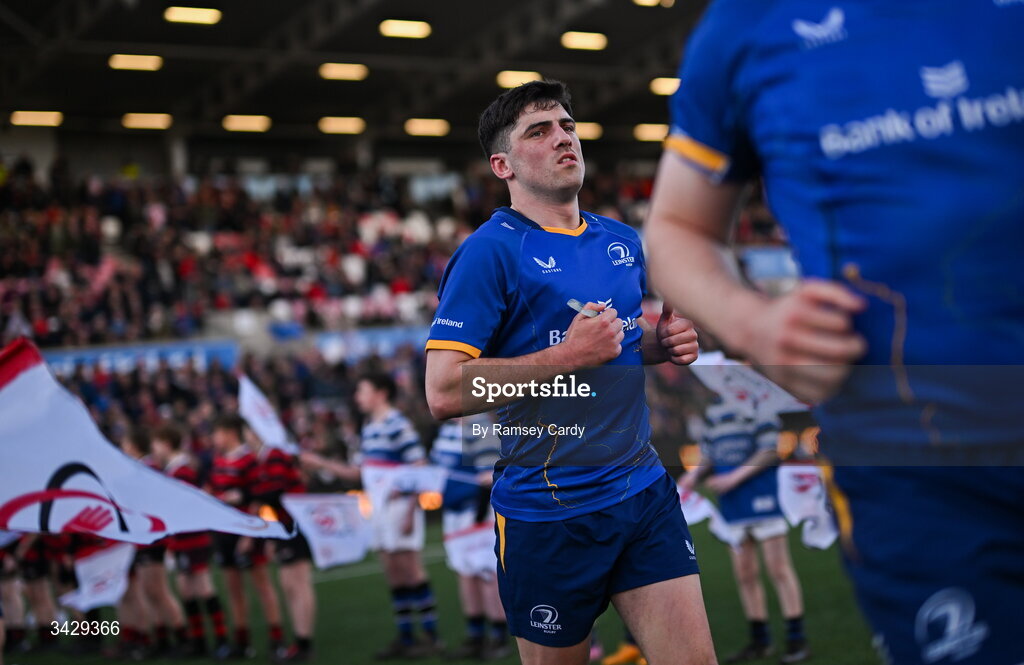 17 April 2026; Jimmy O'Brien of Leinster before the United Rugby Championship match between Ulster and Leinster at Affidea Stadium in Belfast. Photo by Ramsey Cardy/Sportsfile
