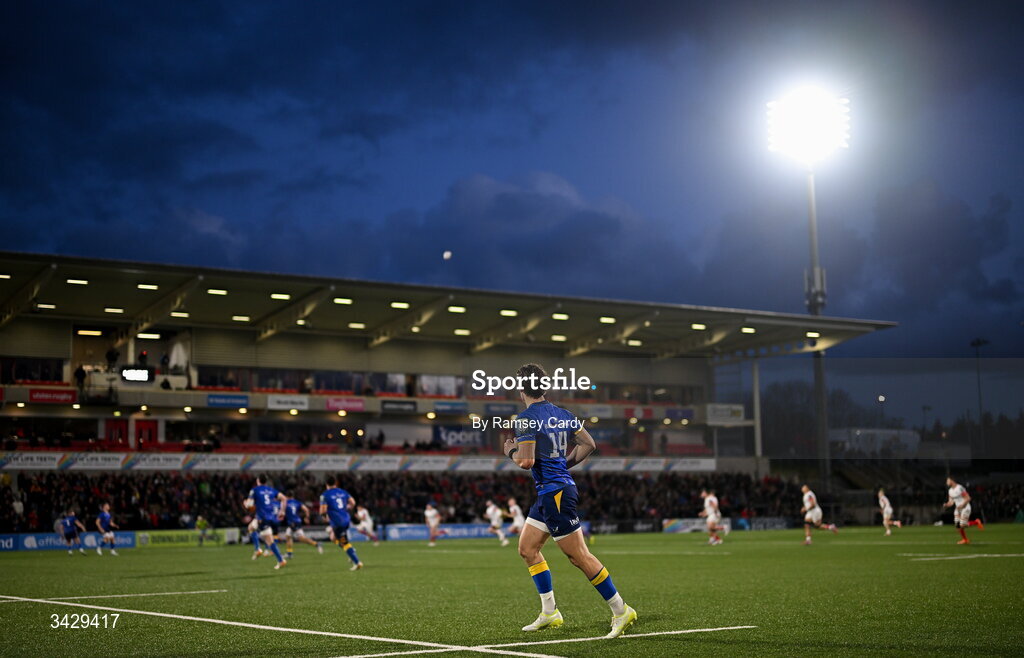 17 April 2026; Joshua Kenny of Leinster during the United Rugby Championship match between Ulster and Leinster at Affidea Stadium in Belfast. Photo by Ramsey Cardy/Sportsfile