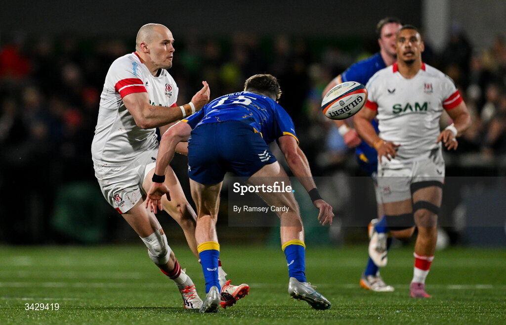 17 April 2026; Jacob Stockdale of Ulster during the United Rugby Championship match between Ulster and Leinster at Affidea Stadium in Belfast. Photo by Ramsey Cardy/Sportsfile