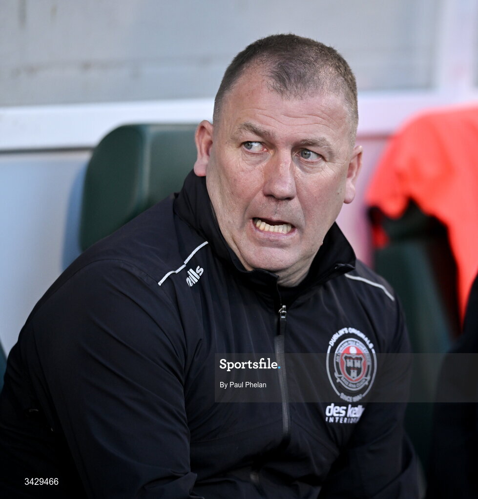 17 April 2026; Bohemians manager Alan Reynolds reacts during the SSE Airtricity Men's Premier Division match between Shamrock Rovers and Bohemians at Tallaght Stadium in Dublin. Photo by Paul Phelan/Sportsfile