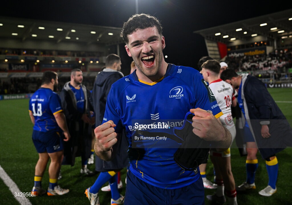 17 April 2026; James Culhane of Leinster after the United Rugby Championship match between Ulster and Leinster at Affidea Stadium in Belfast. Photo by Ramsey Cardy/Sportsfile