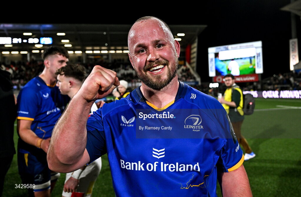 17 April 2026; Ed Byrne of Leinster after the United Rugby Championship match between Ulster and Leinster at Affidea Stadium in Belfast. Photo by Ramsey Cardy/Sportsfile