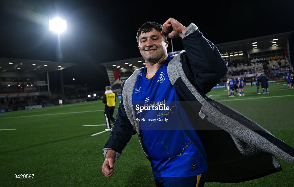17 April 2026; Thomas Clarkson of Leinster after the United Rugby Championship match between Ulster and Leinster at Affidea Stadium in Belfast. Photo by Ramsey Cardy/Sportsfile
