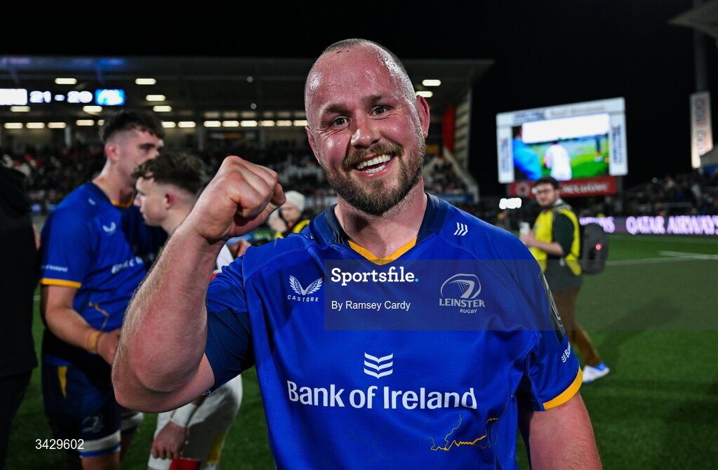 17 April 2026; Ed Byrne of Leinster after the United Rugby Championship match between Ulster and Leinster at Affidea Stadium in Belfast. Photo by Ramsey Cardy/Sportsfile