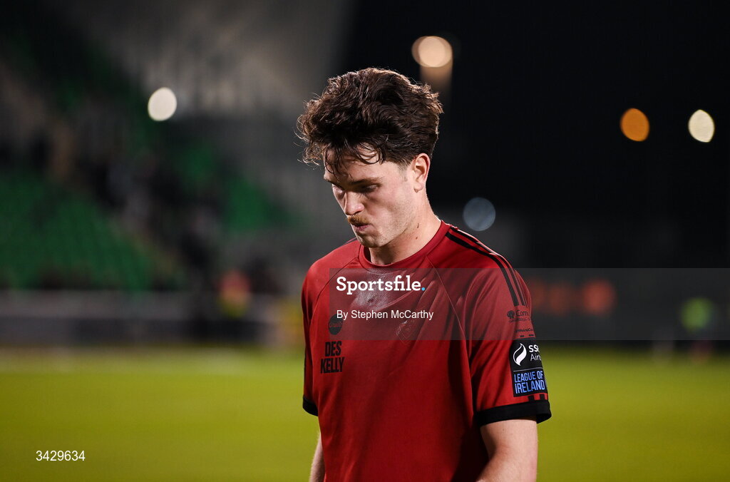 17 April 2026; Patrick Hickey of Bohemians following his side's defeat in the SSE Airtricity Men's Premier Division match between Shamrock Rovers and Bohemians at Tallaght Stadium in Dublin. Photo by Stephen McCarthy/Sportsfile