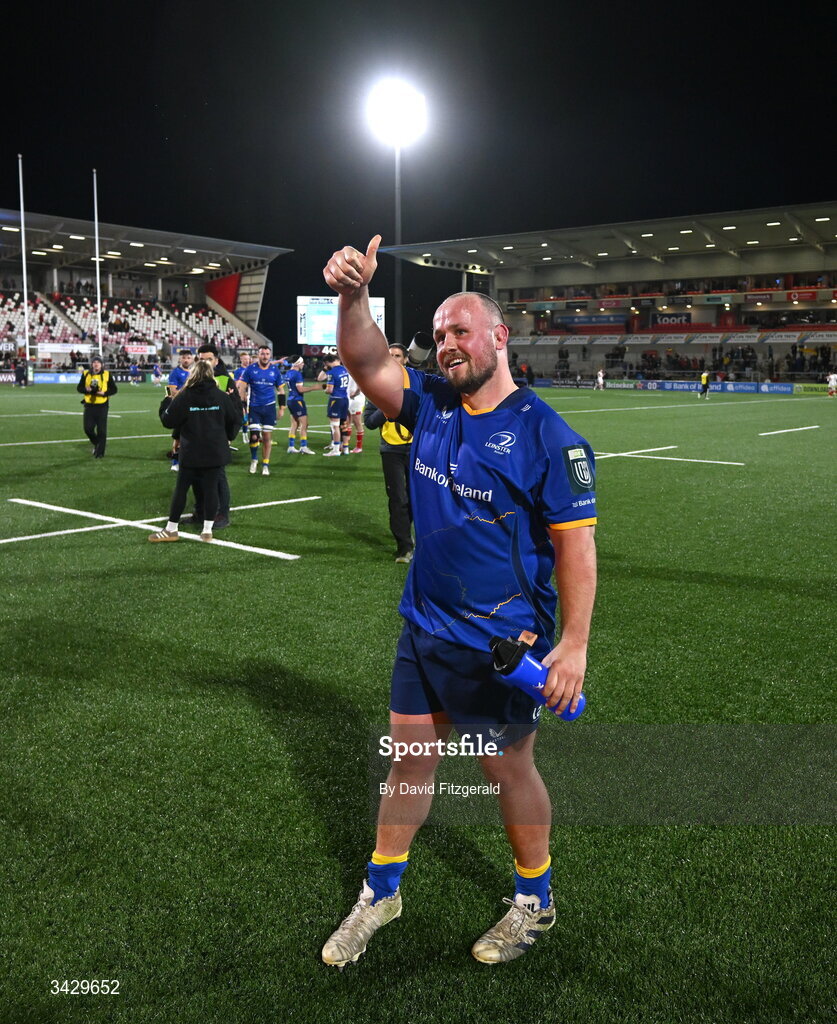 17 April 2026; Ed Byrne of Leinster after the United Rugby Championship match between Ulster and Leinster at Affidea Stadium in Belfast. Photo by David Fitzgerald/Sportsfile