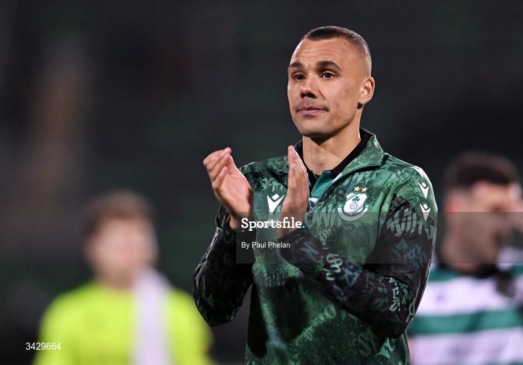 17 April 2026; Graham Burke of Shamrock Rovers claps the fans after the SSE Airtricity Men's Premier Division match between Shamrock Rovers and Bohemians at Tallaght Stadium in Dublin. Photo by Paul Phelan/Sportsfile