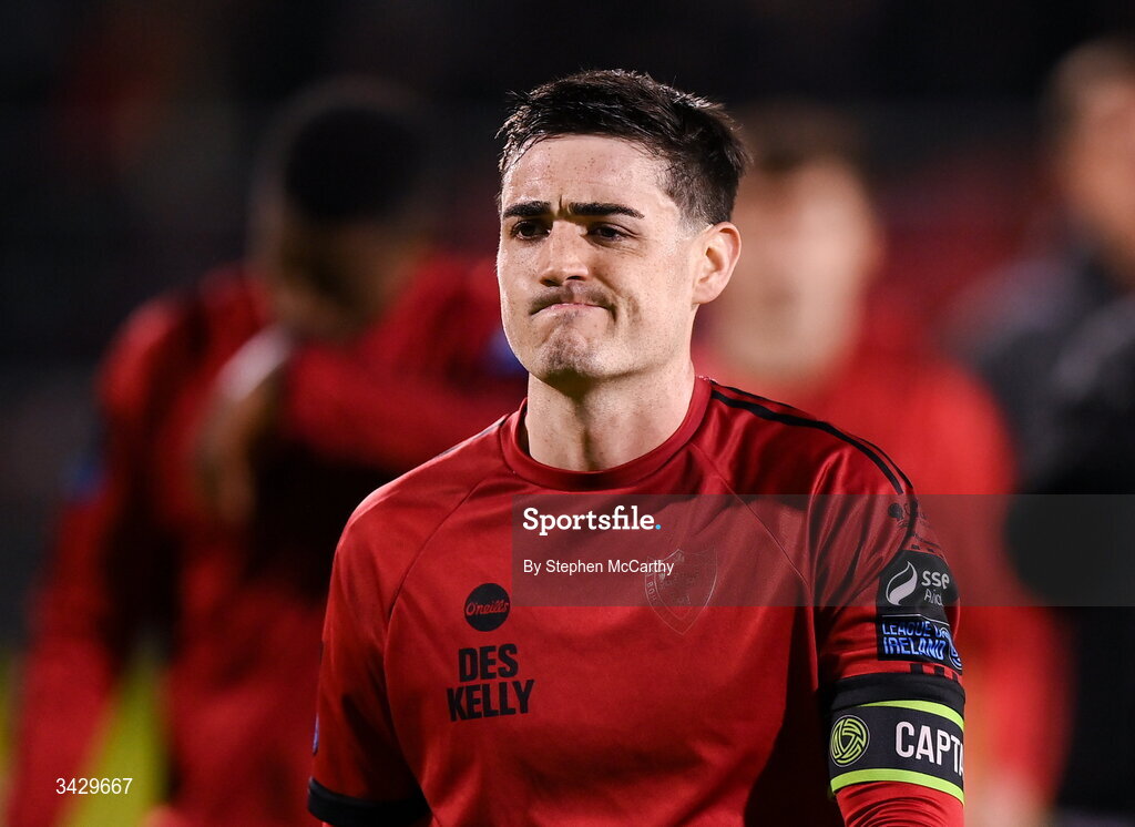 17 April 2026; Dawson Devoy of Bohemians following his side's defeat in the SSE Airtricity Men's Premier Division match between Shamrock Rovers and Bohemians at Tallaght Stadium in Dublin. Photo by Stephen McCarthy/Sportsfile